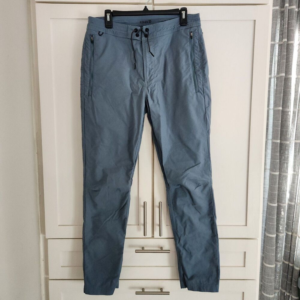 Roark Mens 31 Blue Layover Traveler Pant Zip Pockets Preppy Minimalist